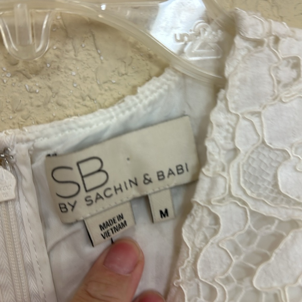 SB by SACHIN & BABI white lace peplum high low top size M - Picture 4 of 6